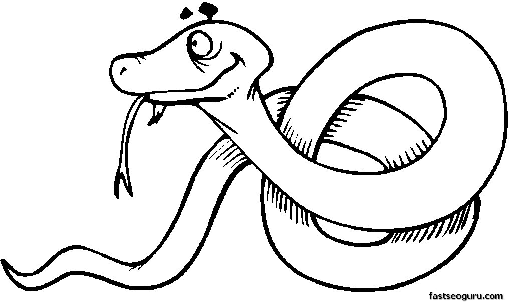 Free Coloring pages of jungle Snake printable 